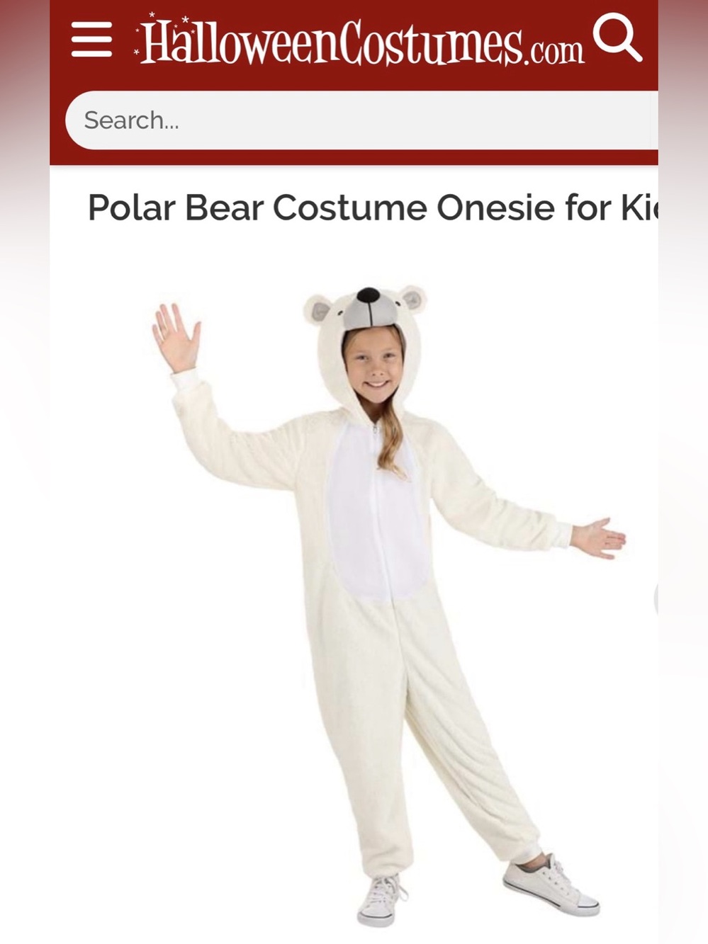HalloweenCostumes.com Polar Bear Costume Onesie for Kids